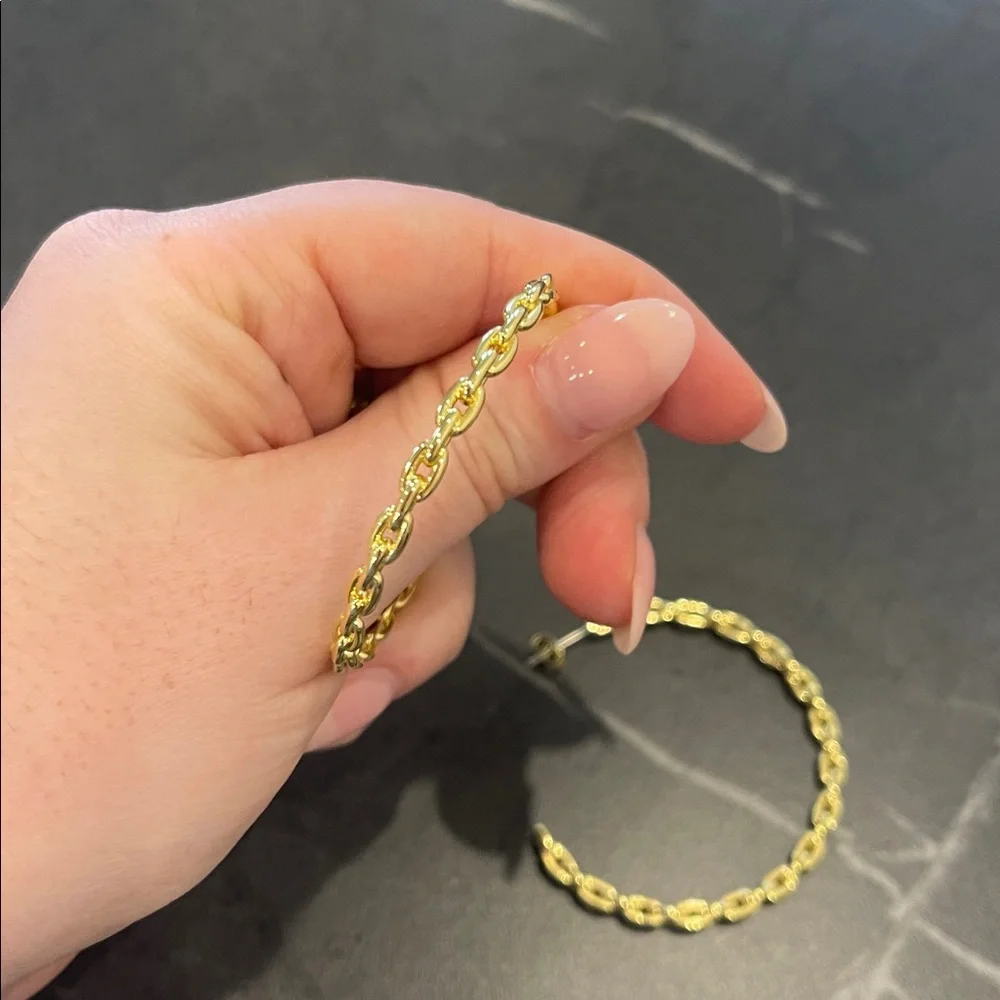 Uncommon James Gold Chain Hoop Earrings - Picture 3 of 3
